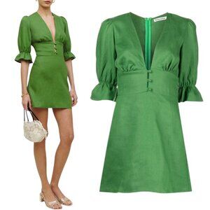 Reformation - NWT, Women’s ‘Simi’ Linen Mini Dress in 'Kelly' Green - Size 0